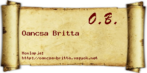 Oancsa Britta névjegykártya